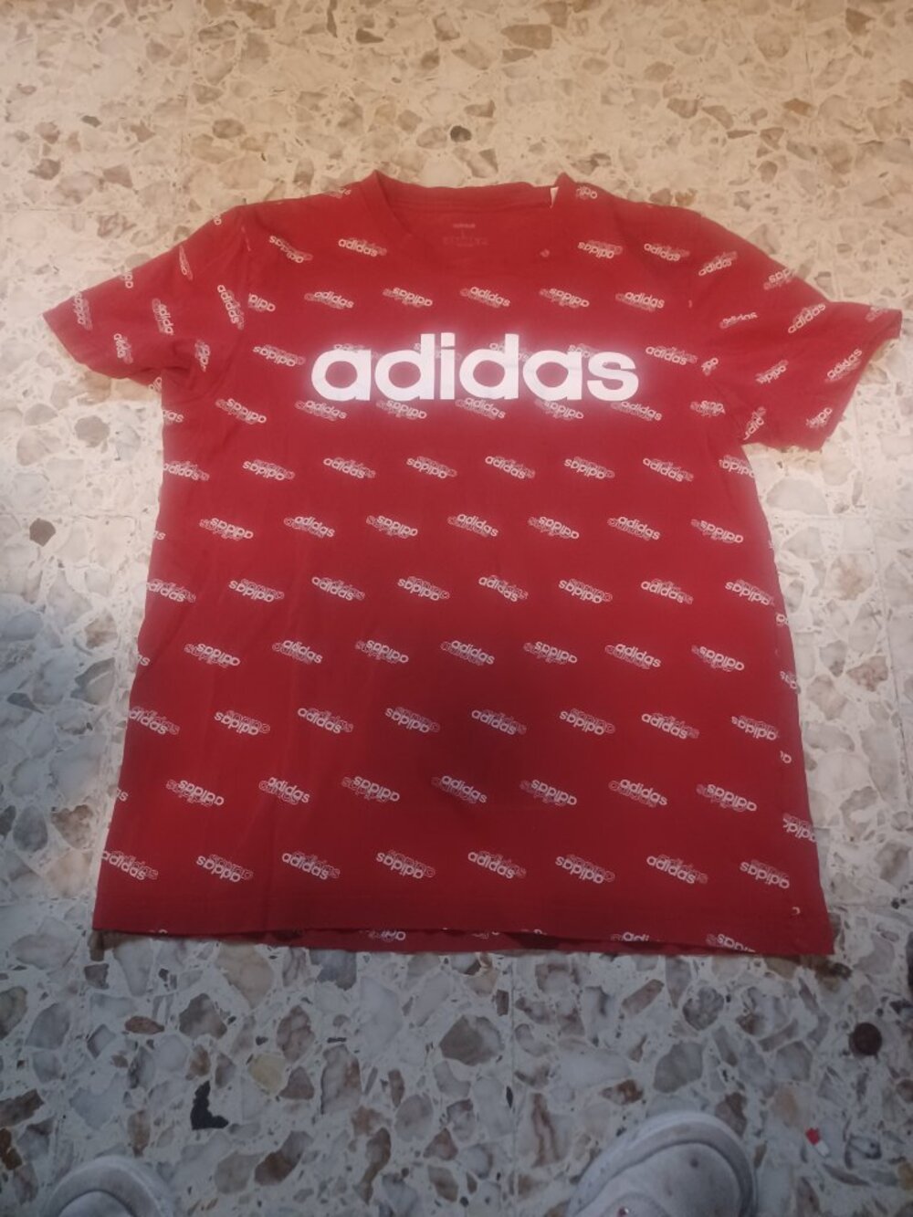 Adidas Men's Short Sleeve Tee L Red & White